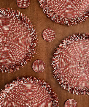 Zenu Placemats with Coasters SET of 4, Red