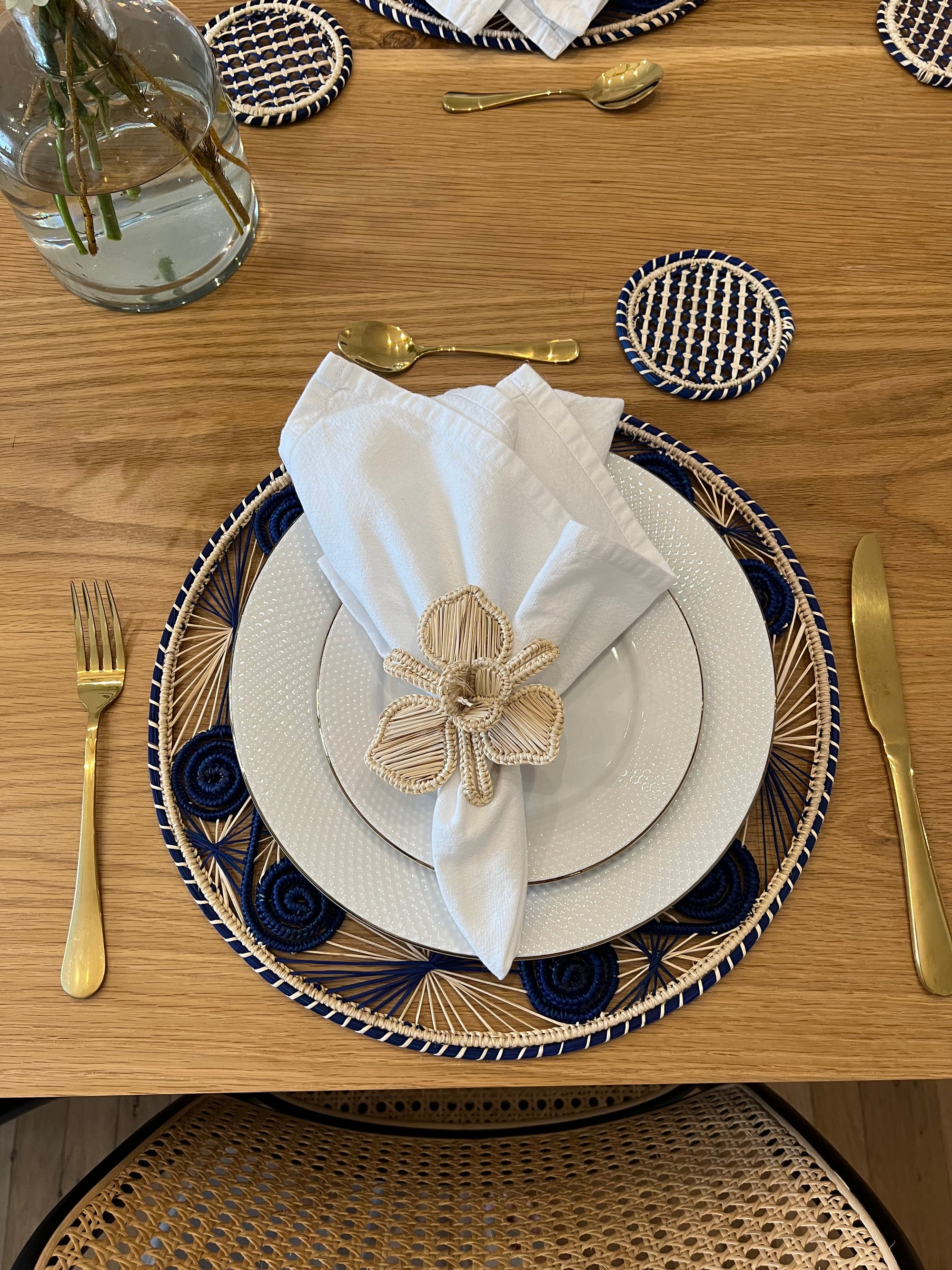 Iraca Blue Placemat with Coasters